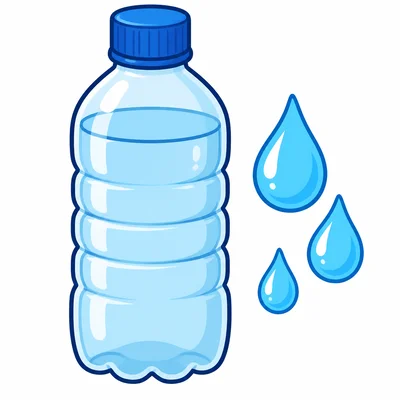 A water bottle with water drops.