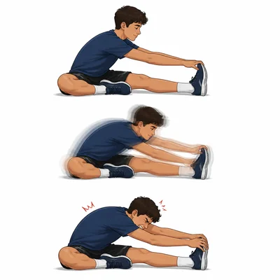 Comparison of gentle stretching, bouncing, and overstretching.