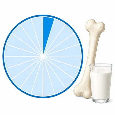 Daily value circle with a small shaded part next to calcium-related foods.
