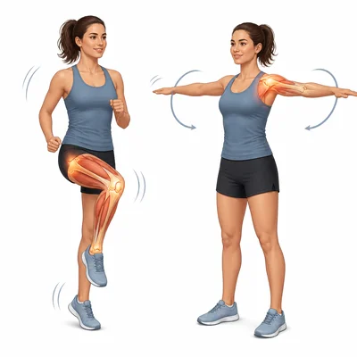 A student warming up with light movement before exercise.