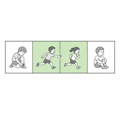 A four-part recess time bar with two middle parts highlighted for active play.