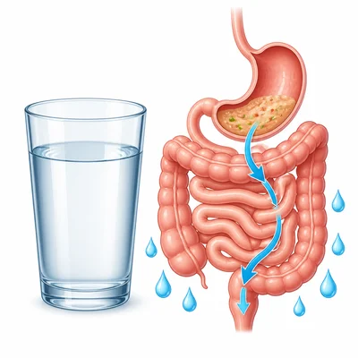 Water helping food move through the digestive system.