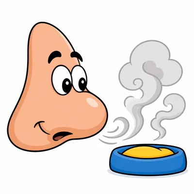 A nose smelling gray smoke.