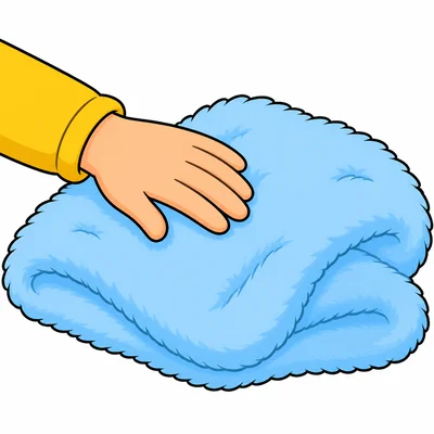 A hand touching a soft blanket.