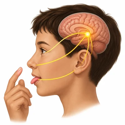 Sense organs sending signals to the brain.