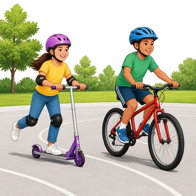 Children wearing helmets and pads during active play.