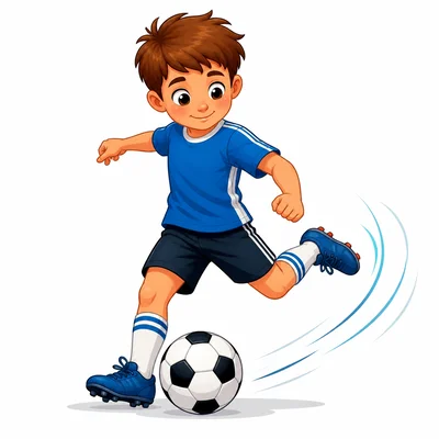 A child plants the non-kicking foot beside the ball while kicking.