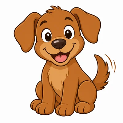 A happy cartoon dog sitting.