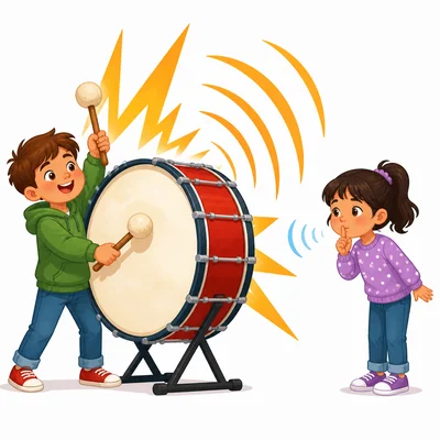 A loud drum and a quiet whisper.