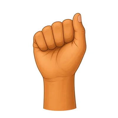 A hand making a closed fist with the thumb along the side.