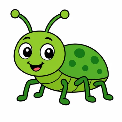 A green bug with antennae
