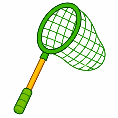 A green net with a handle