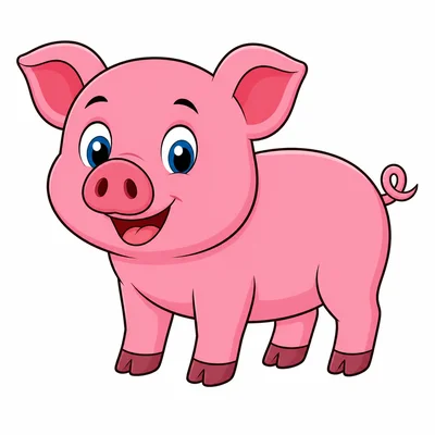 A pink pig standing