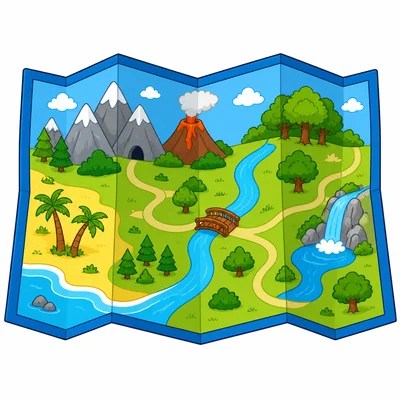 An unfolded colorful map