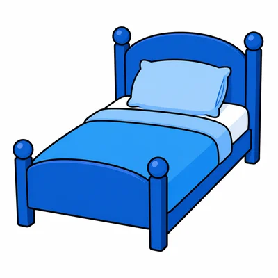 A blue bed with a pillow