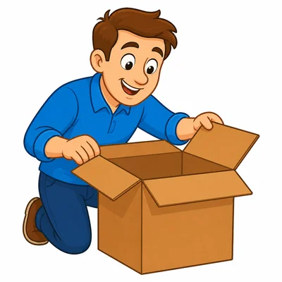A dad opens a big box.