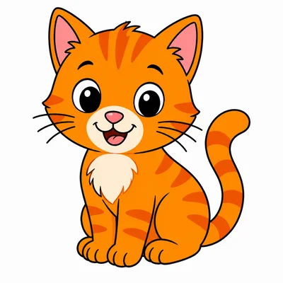 A smiling orange cat sitting.