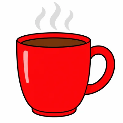 A red mug with steam.