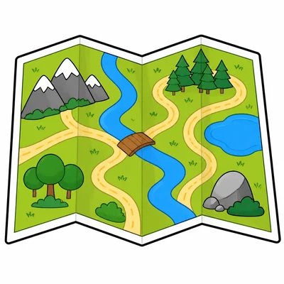 An open folded map.