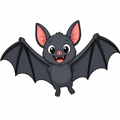 A smiling bat with wings spread.