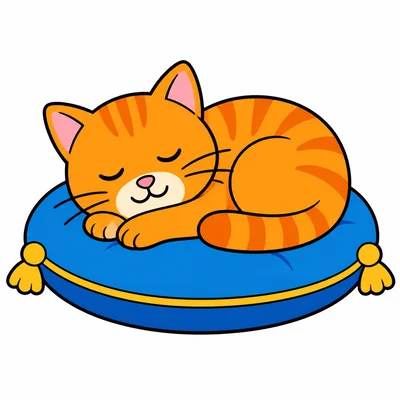 A cat sleeping on a cushion