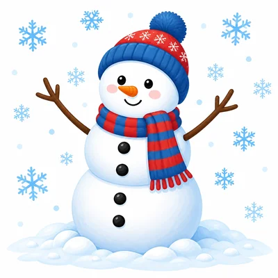 A snowman standing in the snow.