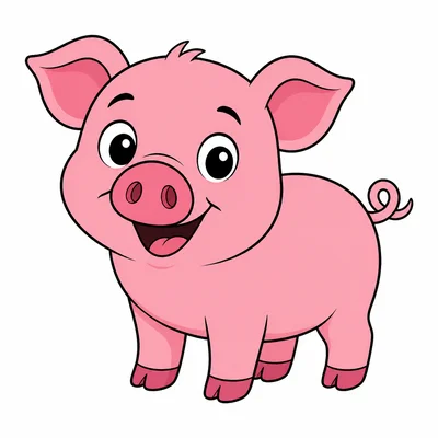 A pink pig standing