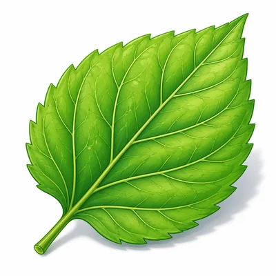 A green leaf with visible veins.