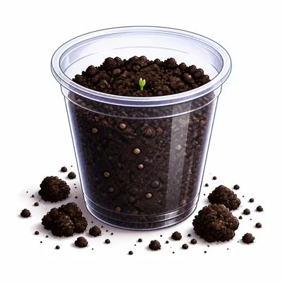A tiny green sprout pokes through soil.