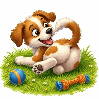 A playful puppy chases its tail in the grass.