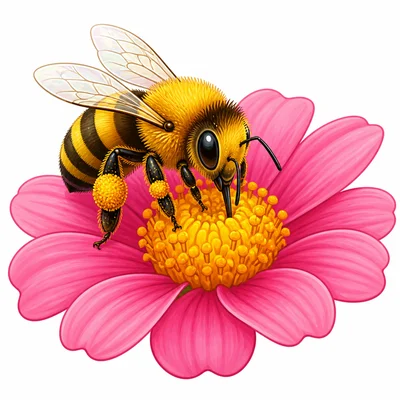 A bee collects nectar from a flower.
