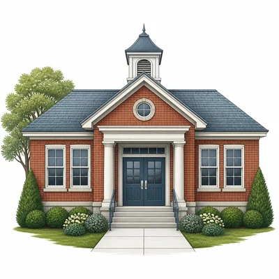 A small school building.
