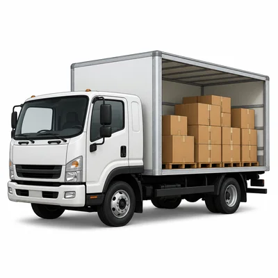 A truck transporting boxes.