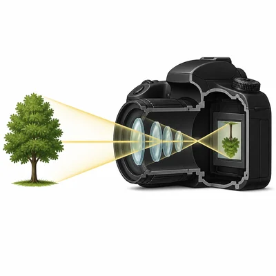 A camera using light to make a photograph.