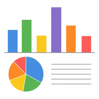A page showing a bar graph and pie chart without labels.