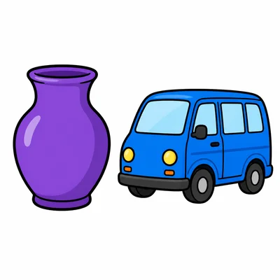 A vase and a van.