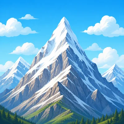 A tall snowy mountain peak.