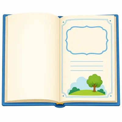 An open book showing a simple title page layout.