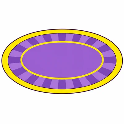 A purple rug with a yellow border.