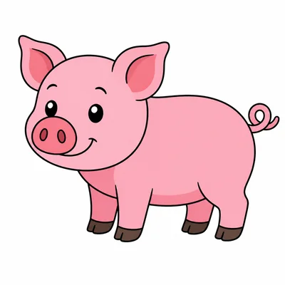 A pink pig standing.