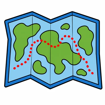 An open folded map.