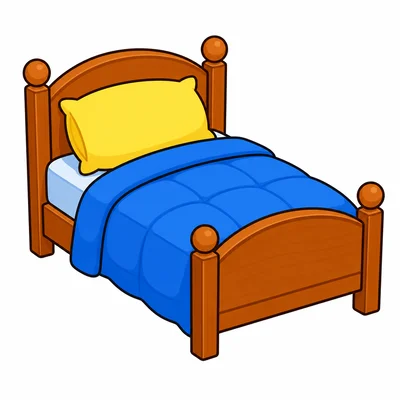 A bed with a blanket and pillow.