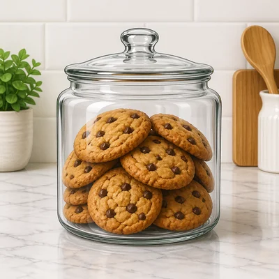 Cookies inside a glass jar.