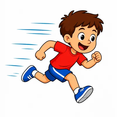 A child running fast.