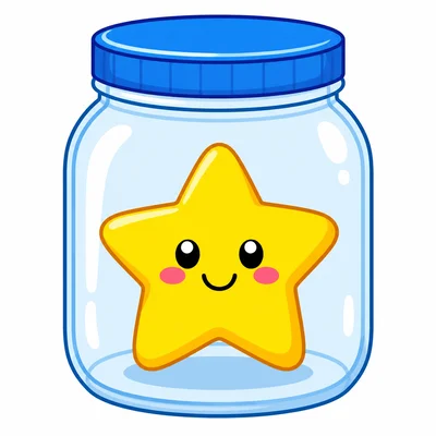 A jar with a star inside.