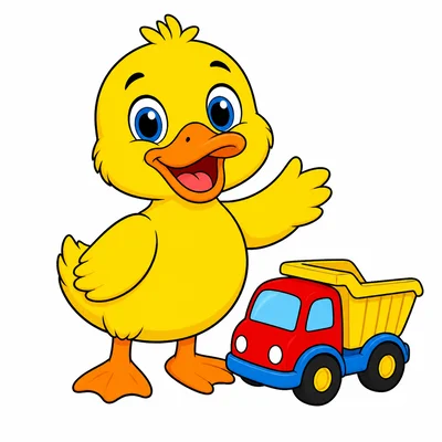 A duck beside a truck.
