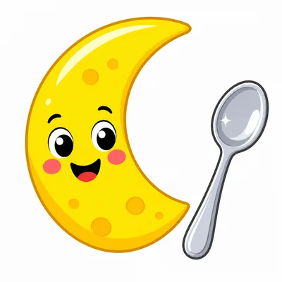 A moon with a spoon.