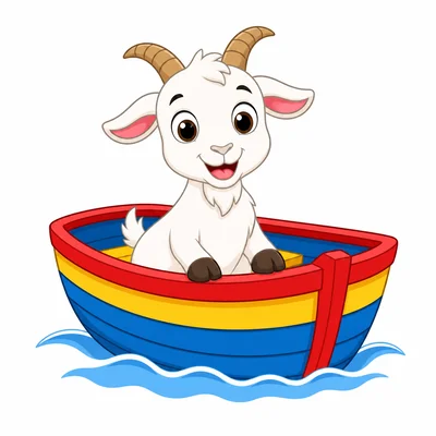 A goat in a boat.