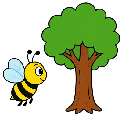 A bee looking at a tree