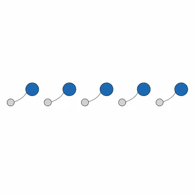 A rhythm diagram with five repeated pairs of small then large beats.